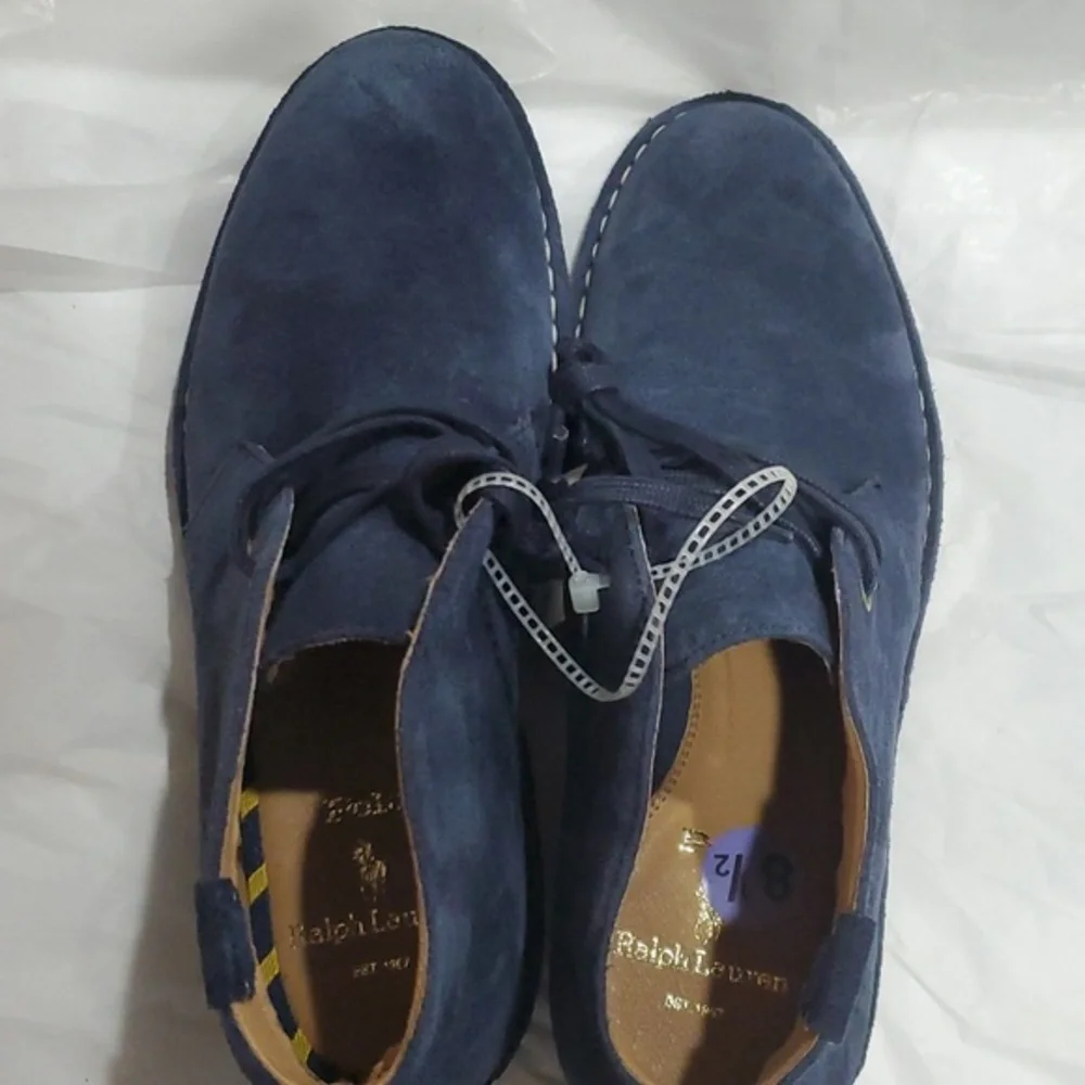 Polo Ralph Lauren navy Blue suede Talan Chukka lace up oxford boots size 8.5 new